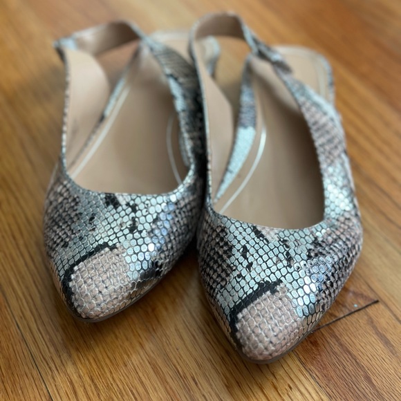 Metallic Snakeskin Leather Slingback Flats | VIONIC | 8.5 - Picture 3 of 6